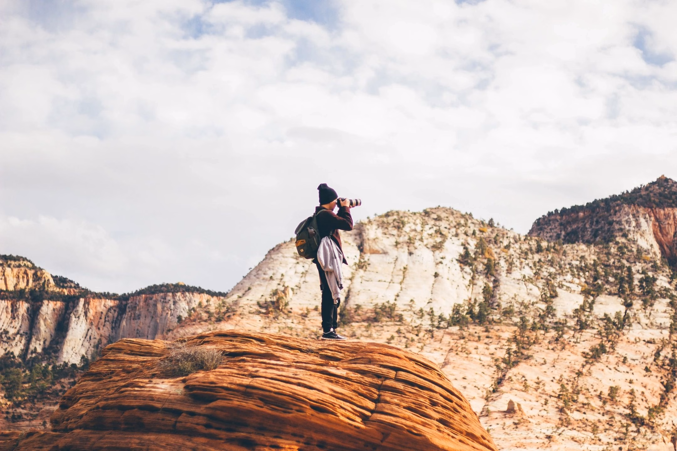 traveller overlooking mountains